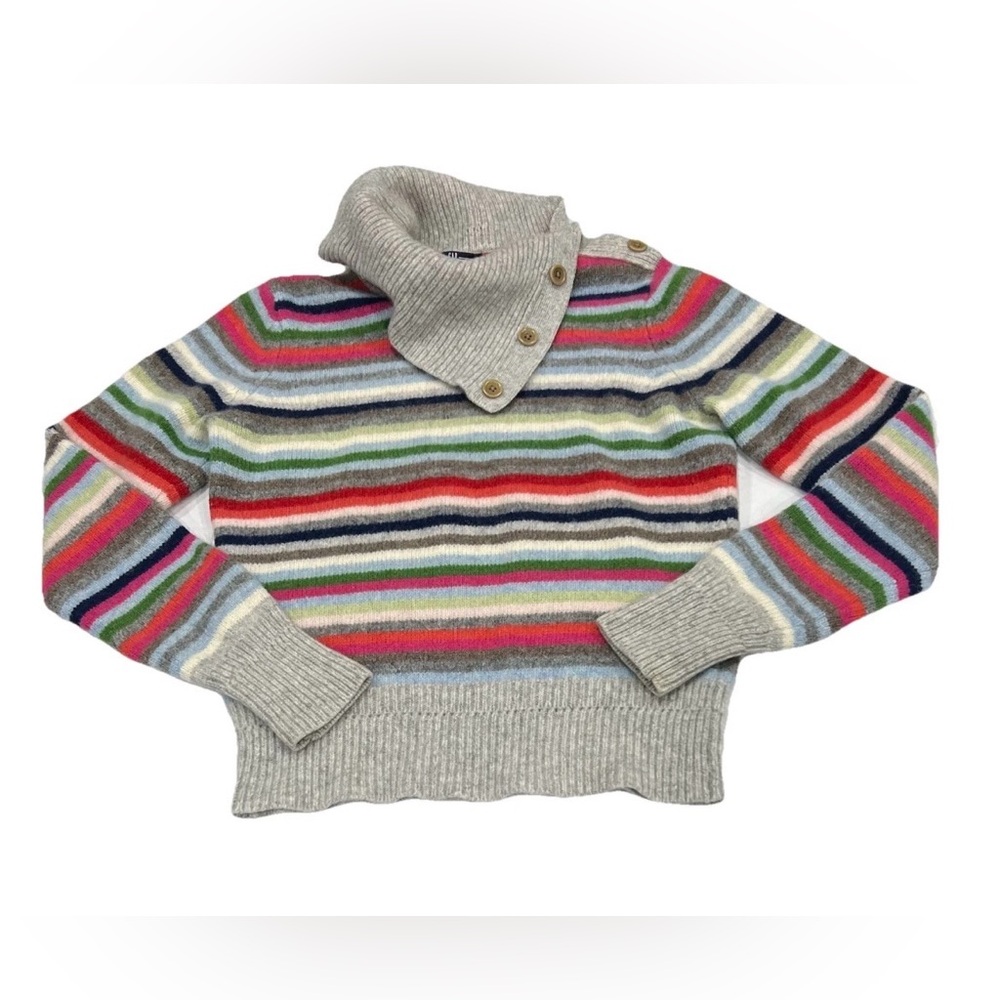 GAP Y2K Rainbow Striped Turtleneck Sweater L 100% Wamb's Wool